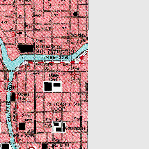 Topographic Map of Chicago Theater, IL
