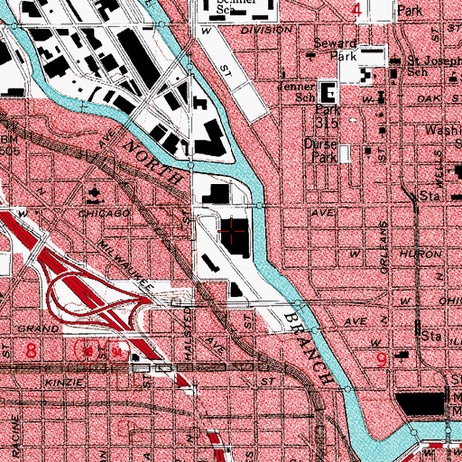 Topographic Map of Chicago Tribune Freedom Center, IL