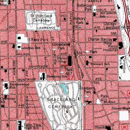 Topographic Map of Chicago Urban Skills Institute Dawson Skill Center North Branch, IL