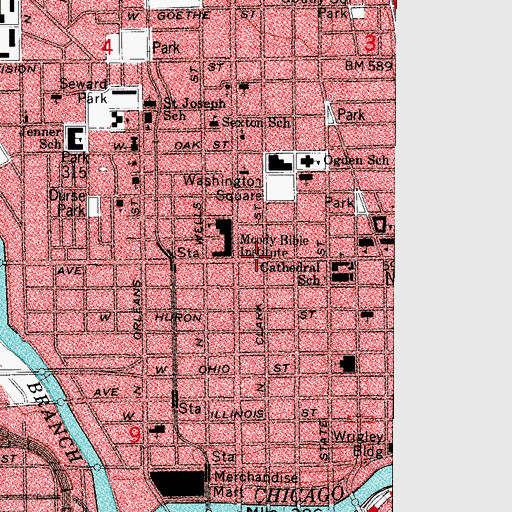 Topographic Map of Chicago-Clark Building, IL