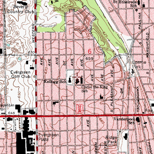 Topographic Map of Christ the King Roman Catholic Church, IL