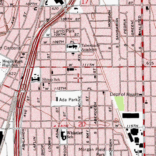 Topographic Map of Church of the Holy Cross, IL