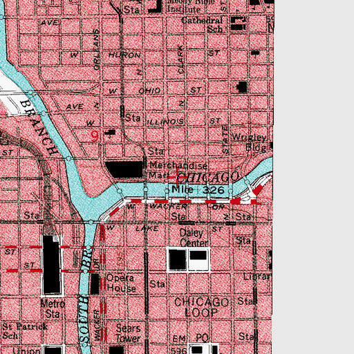 Topographic Map of City Chicago Central Office Building, IL