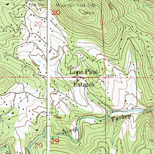 Topographic Map of Lone Pine Estates, CO
