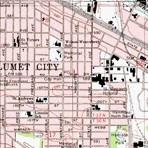 Topographic Map of Community Baptist Church, IL