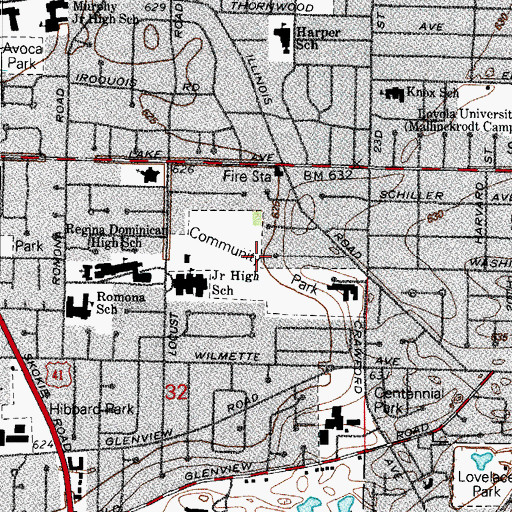 Topographic Map of Community Park, IL