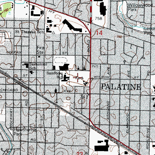 Topographic Map of Community Park, IL