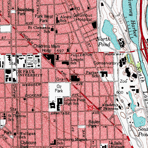 Topographic Map of Contemporary Art Workshop, IL