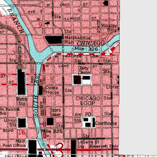 Topographic Map of Cook County Building, IL
