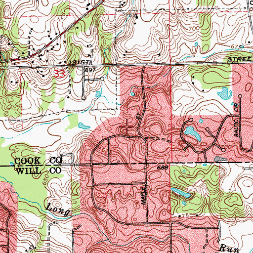 Topographic Map of Creekwood, IL