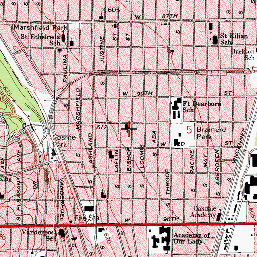 Topographic Map of Cross Temple Church of God in Christ, IL