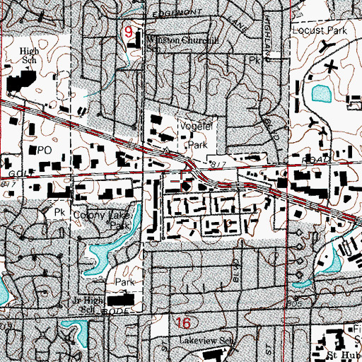 Topographic Map of Crossroad Commons Plaza Shopping Center, IL