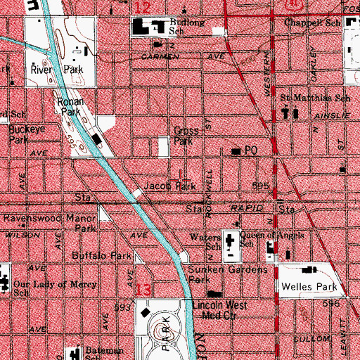Topographic Map of Dae Sung Korean Church of Chicago, IL