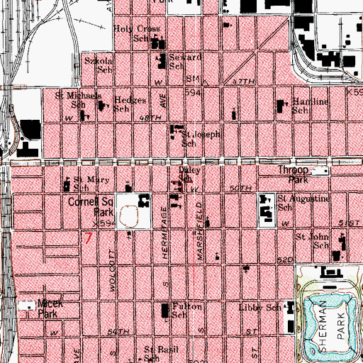 Topographic Map of Daley School, IL