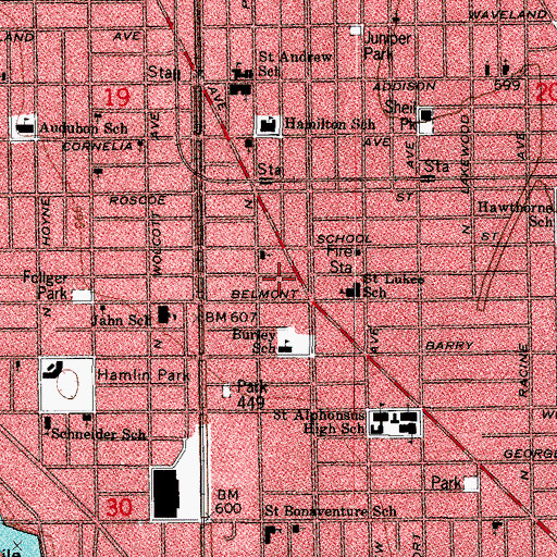 Topographic Map of Dancers Delight Dance Studio, IL