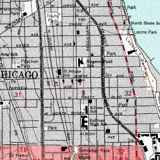 Topographic Map of Day Care School of Rogers Park, IL
