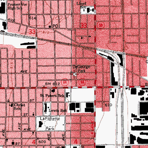 Topographic Map of De George Park, IL