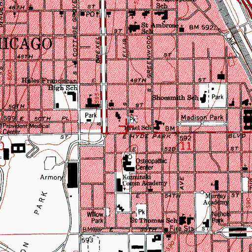 Topographic Map of De Lena Day School, IL