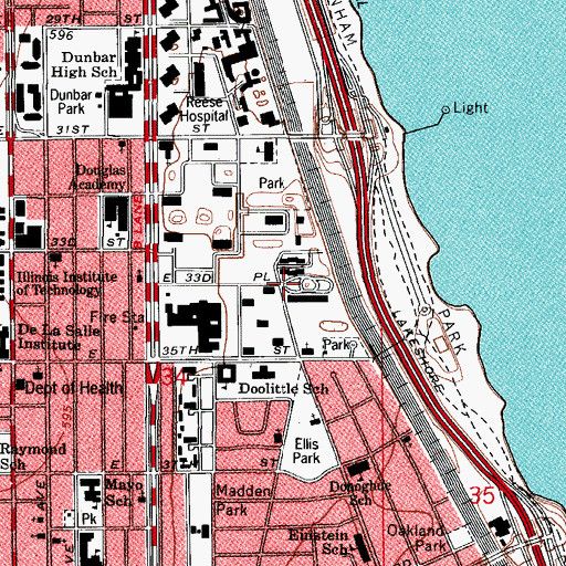 Topographic Map of Dearborn Observatory (historical), IL