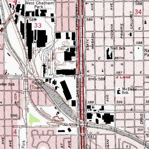 Topographic Map of Debbies School of Beauty Culture, IL