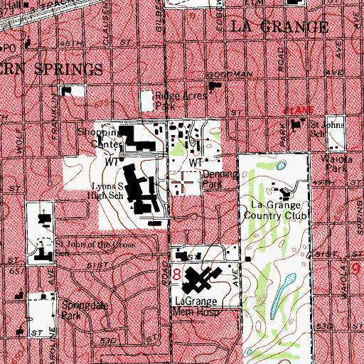 Topographic Map of Denning Park, IL