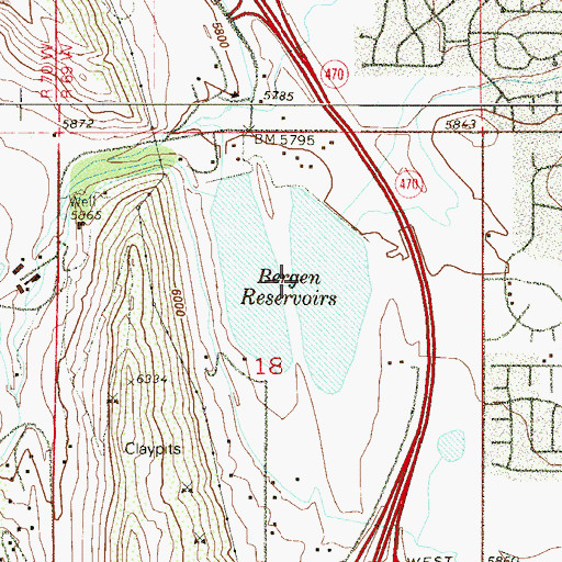 Topographic Map of Bergen Reservoirs, CO