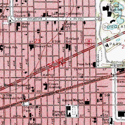 Topographic Map of Devine Temple Holiness Church, IL