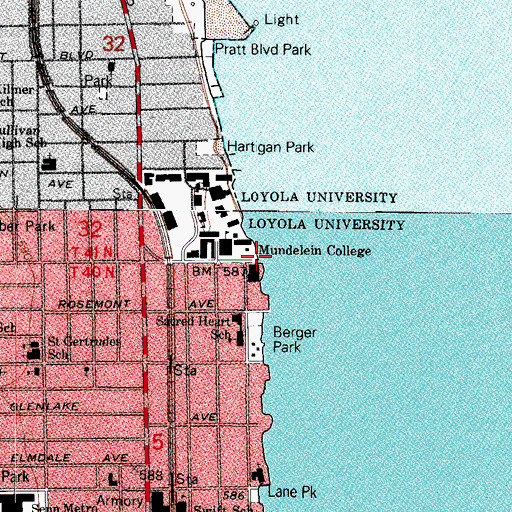 Topographic Map of Devon Avenue Beach, IL