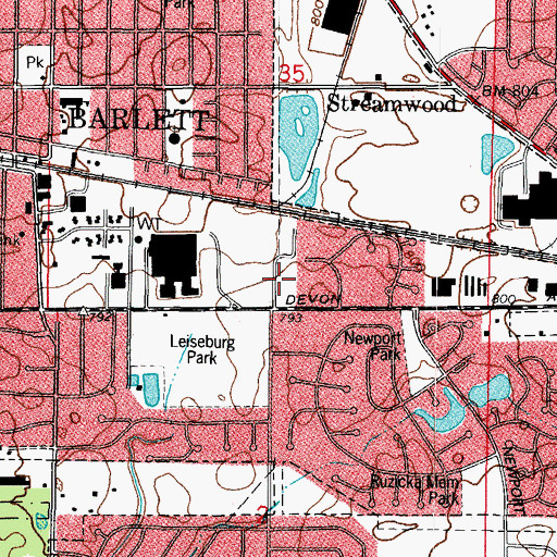 Topographic Map of Devon-Prospect Shopping Center, IL