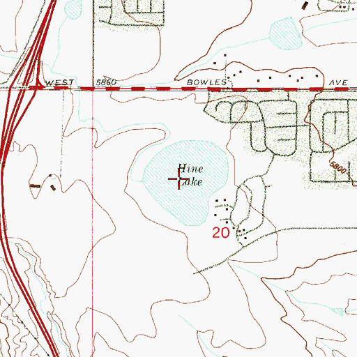 Topographic Map of Hine Lake, CO