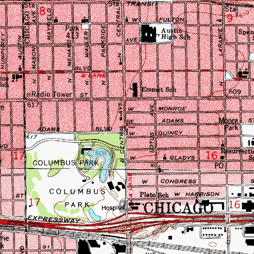 Topographic Map of DePriest Elementary School, IL