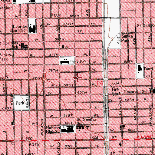 Topographic Map of Diana School of Dance, IL