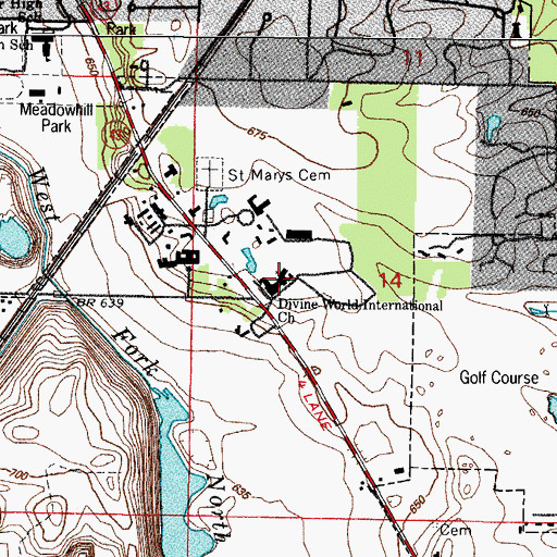 Topographic Map of Divine World International Church, IL