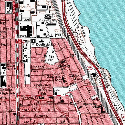 Topographic Map of Donoghue Elementary School, IL