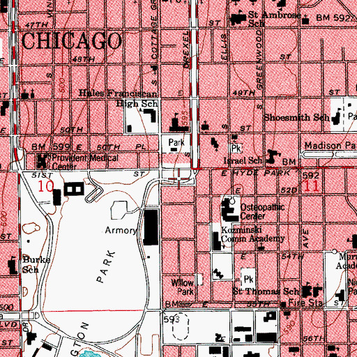 Topographic Map of Drexel Square, IL