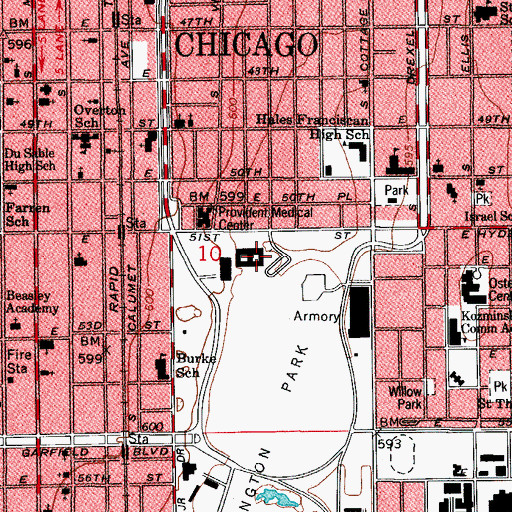 Topographic Map of Walter H Dyett Middle School, IL