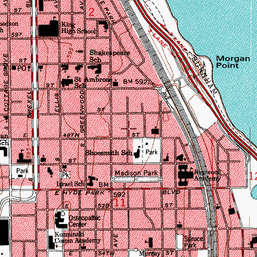 Topographic Map of E J Edwards House, IL