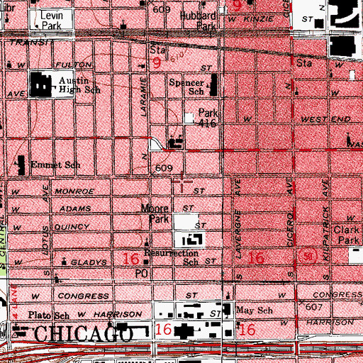 Topographic Map of Earl Bedford School of Music, IL