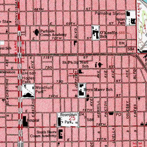 Topographic Map of East Seventyfirst Street Building, IL