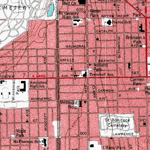 Topographic Map of Ebenezer Lutheran Church, IL