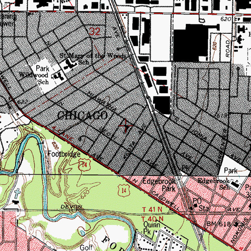 Topographic Map of Edgebrook Community Church, IL