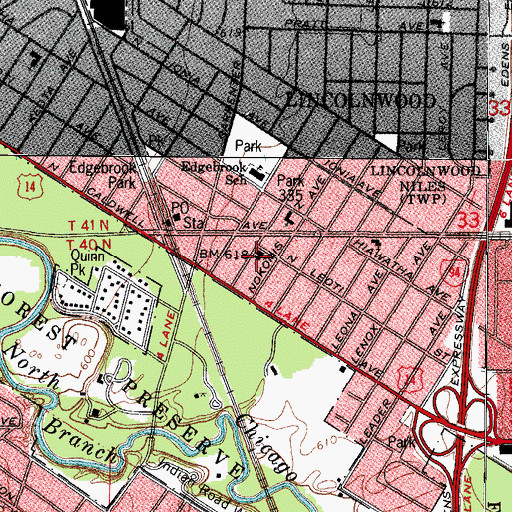 Topographic Map of Edgebrook Evangelical Covenant Church, IL