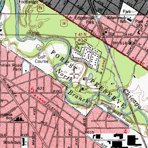 Topographic Map of Edgebrook Golf Course, IL