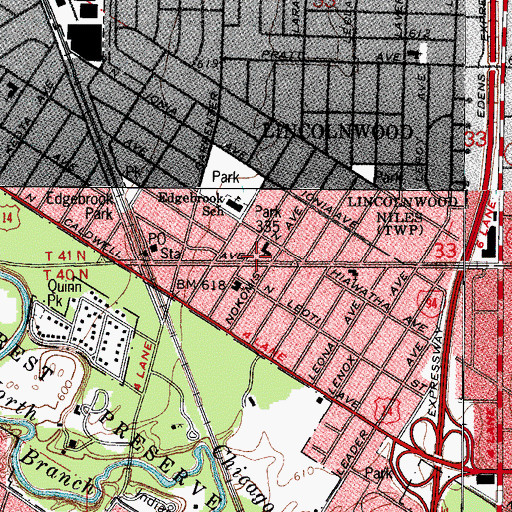 Topographic Map of Edgebrook Lutheran Church, IL