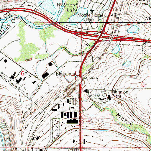 Topographic Map of Blakeland, CO