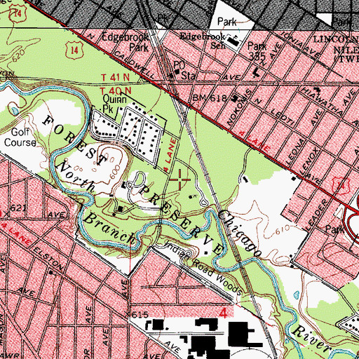 Topographic Map of Edgebrook Woods, IL