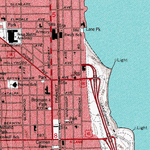 Topographic Map of Edgewater Presbyterian Church, IL