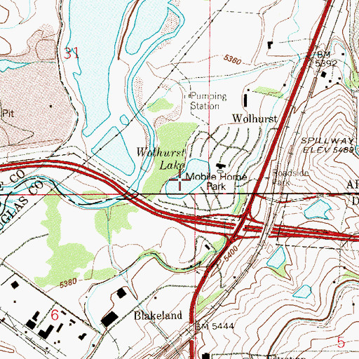 Topographic Map of Wolhurst Lake, CO