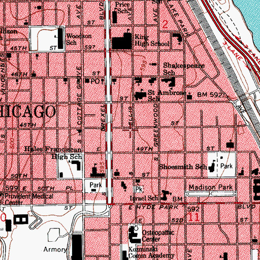 Topographic Map of Edward C Potter House, IL