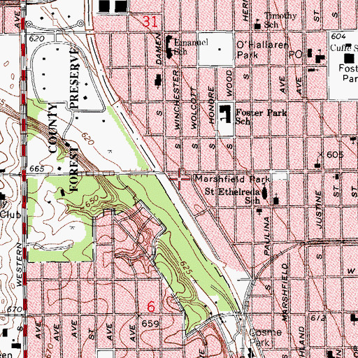Topographic Map of Eightyseventh Street Church of Christ, IL